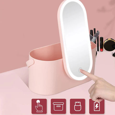 Organizador de maquillaje con espejo LED