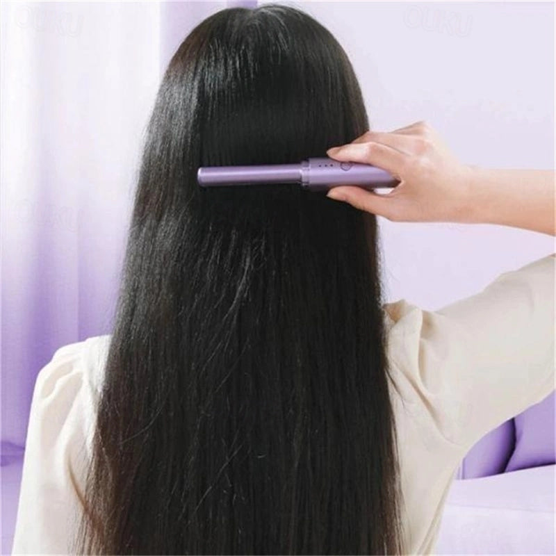 Mini Plancha De Pelo Recargable 2en1 Cepillo y Rizador