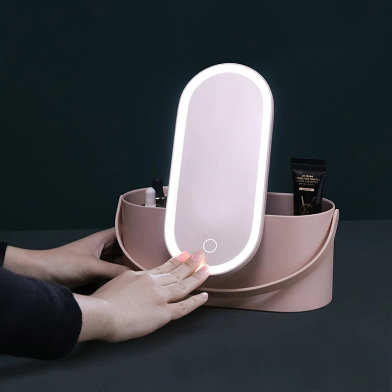 Organizador de maquillaje con espejo LED