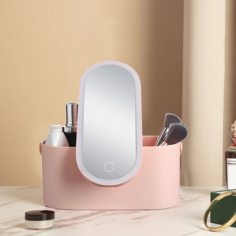 Organizador de maquillaje con espejo LED